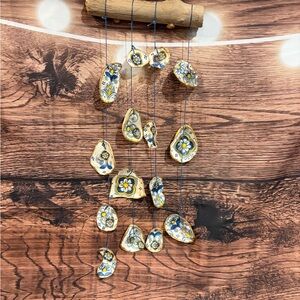 Handcrafted oyster shell Wind Chime with Floral Design